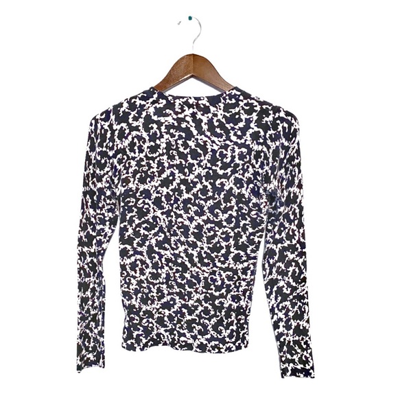 Merona Button Front Cardigan Sweater Black and White Etoile Pattern Stretch Top - Picture 12 of 16